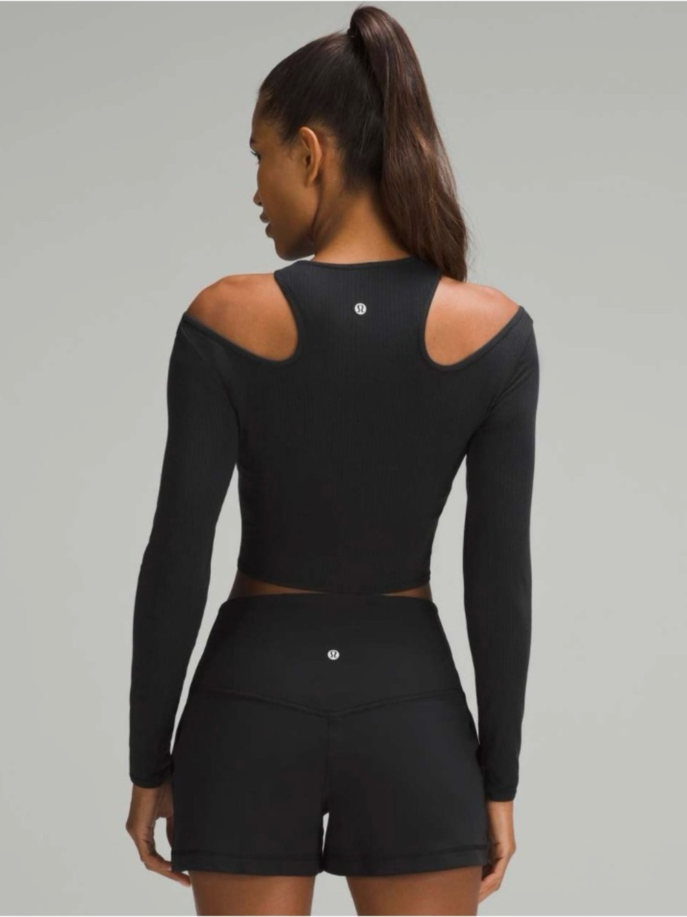 lululemon athletica Black Shoulder Cut-Out Long-Sleeve Top